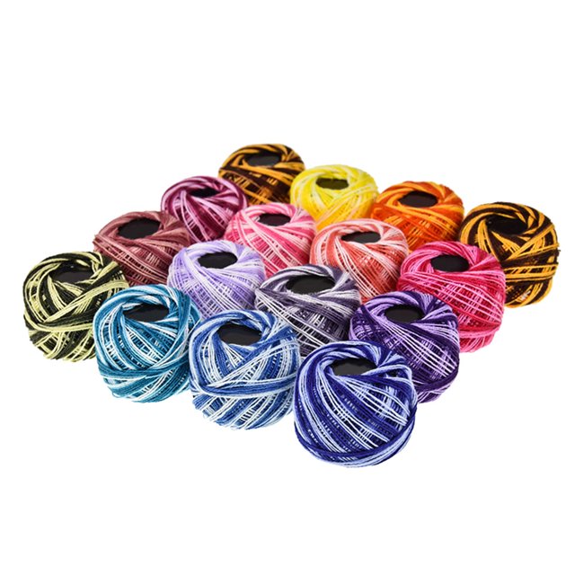 16 Roll Embroidery Thread Set Cross Stitch Embroidery Wool Cotton Line Craft Supplies for Home Gift Making (Mixed Color)