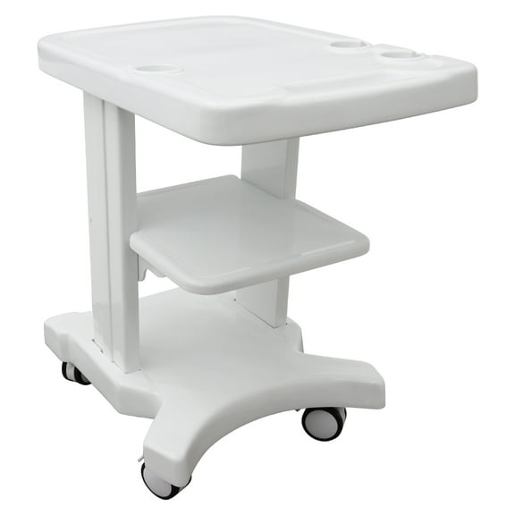 3 Layers Mobile Trolley Cart Portable Ultrasound Tool Car ABS Material with 4 Wheels and 3 Holes White