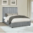 thumbnail image 3 of Arles Queen Vertical Channeled Tufted Bed Grey, 3 of 4