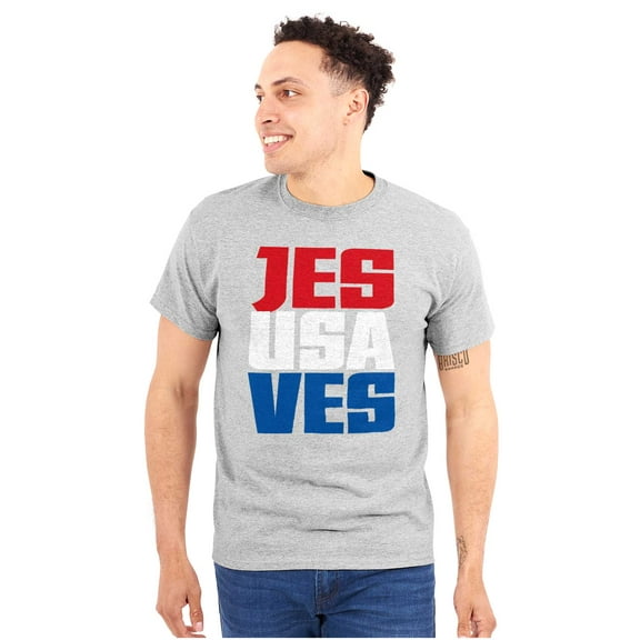 Jesus Saves Red White Blue USA Men's Graphic T Shirt Tees Brisco Brands S
