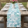 thumbnail image 4 of Ocean Coral Table Runner 90 Inches, Summer Nautical Coastal Coral Starfish Blue Green Bed Runner Dresser Scarves Tabletop for Indoor Outdoor Parties/Ceremony/Banquet, 13" x 90", 4 of 9