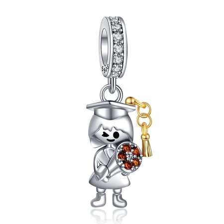925 Sterling Silver Charm Women Bracelets Necklace Bachelor Cap Graduation Students Flowers Gem Charm Women Bracelet Charm