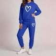 thumbnail image 5 of Sweatsuits for Women Long Sleeve Hoodie Jogger Pants Heart Print Fall Winter Daily Cute Sports Matching Clothing Blue 3XL, 5 of 6