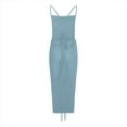 thumbnail image 6 of Wycnly Dresses for Women 2024 Sexy Spaghetti Strap Basic Bodycon Night Party Club Dresses Sleeveless One Line Neck Solid Summer Maxi Casual Dress Blue M Clearance Clothes, 6 of 7