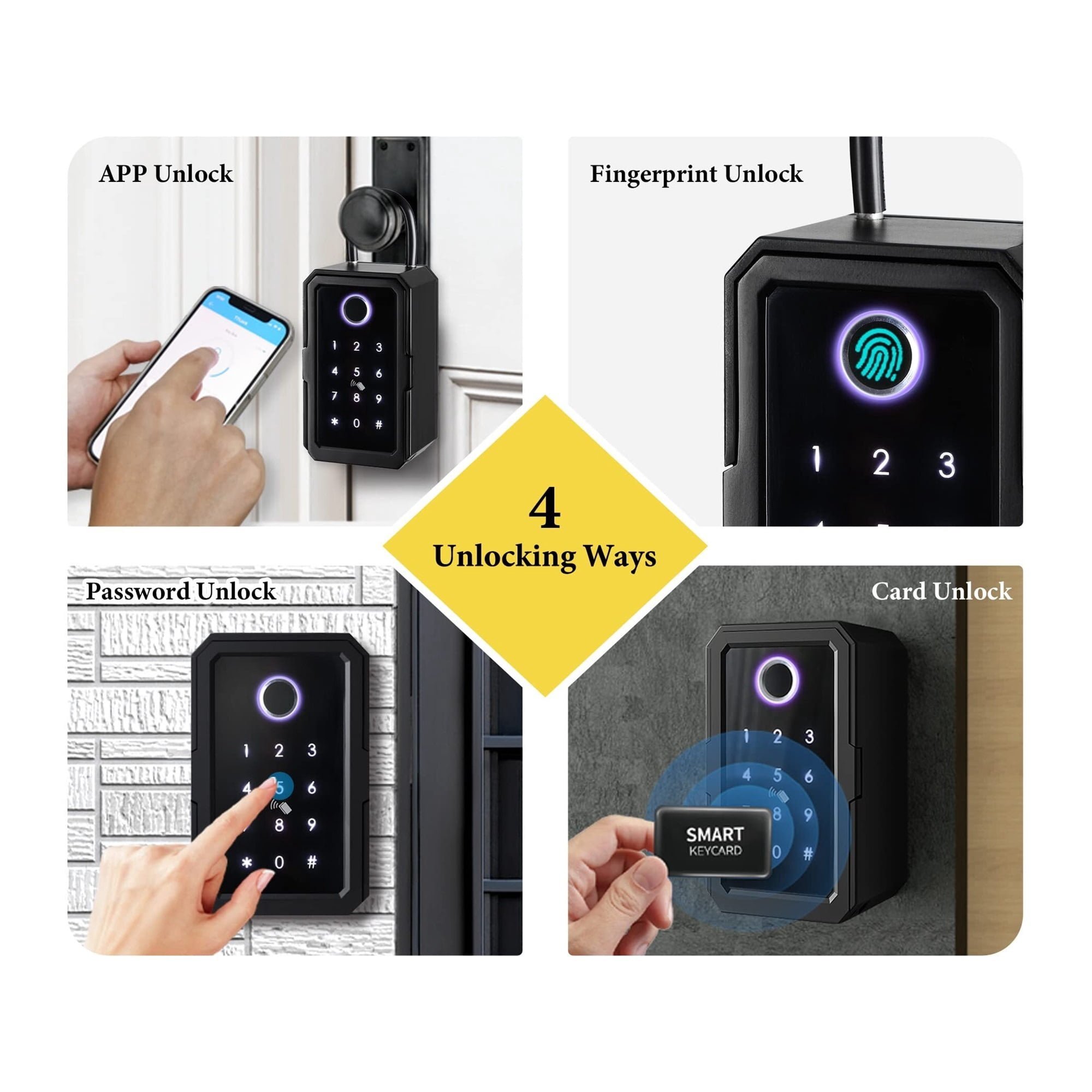 Key Safe Tuya Ttlock Fingerprint Digital Key Box App Remote Access Wall Mount Combination Security Lockbox ,Prevent Theft