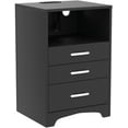 thumbnail image 4 of Black Nightstand Set of 2, 3 Drawer Nightstand with Charging Station Side Table with Open Storage Bedside End Table NightStands Storage Cabinet for Bedroom, 4 of 9