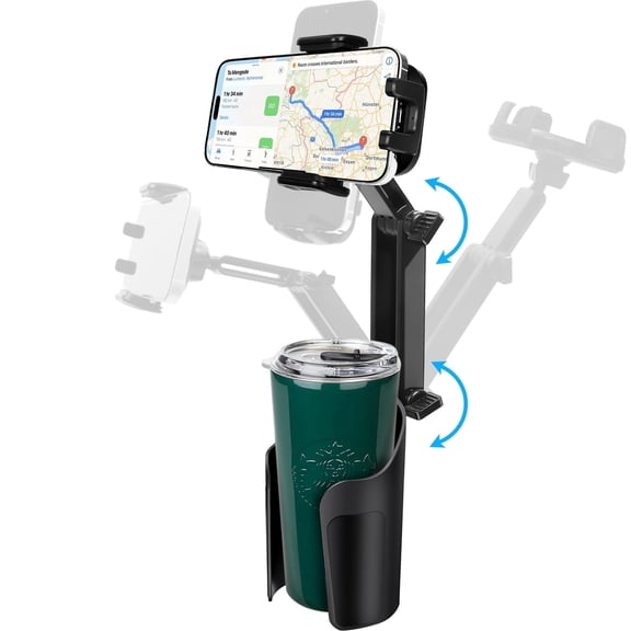 ZEKURAPA Phone Holder for Car,2-in-1 Cup Holder Cell Phone Holder,Fit for iPhone & Android,Rotate 360 Degrees