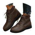 thumbnail image 3 of XIMIN Men Women Fall Boots High Top Vintage Leather Ankle Boots Cam Moccasin Toe Chukka Lace-Up Flat Boot Arch Support Comfy Outdoor Anti-Slip Walking Booties, 3 of 7
