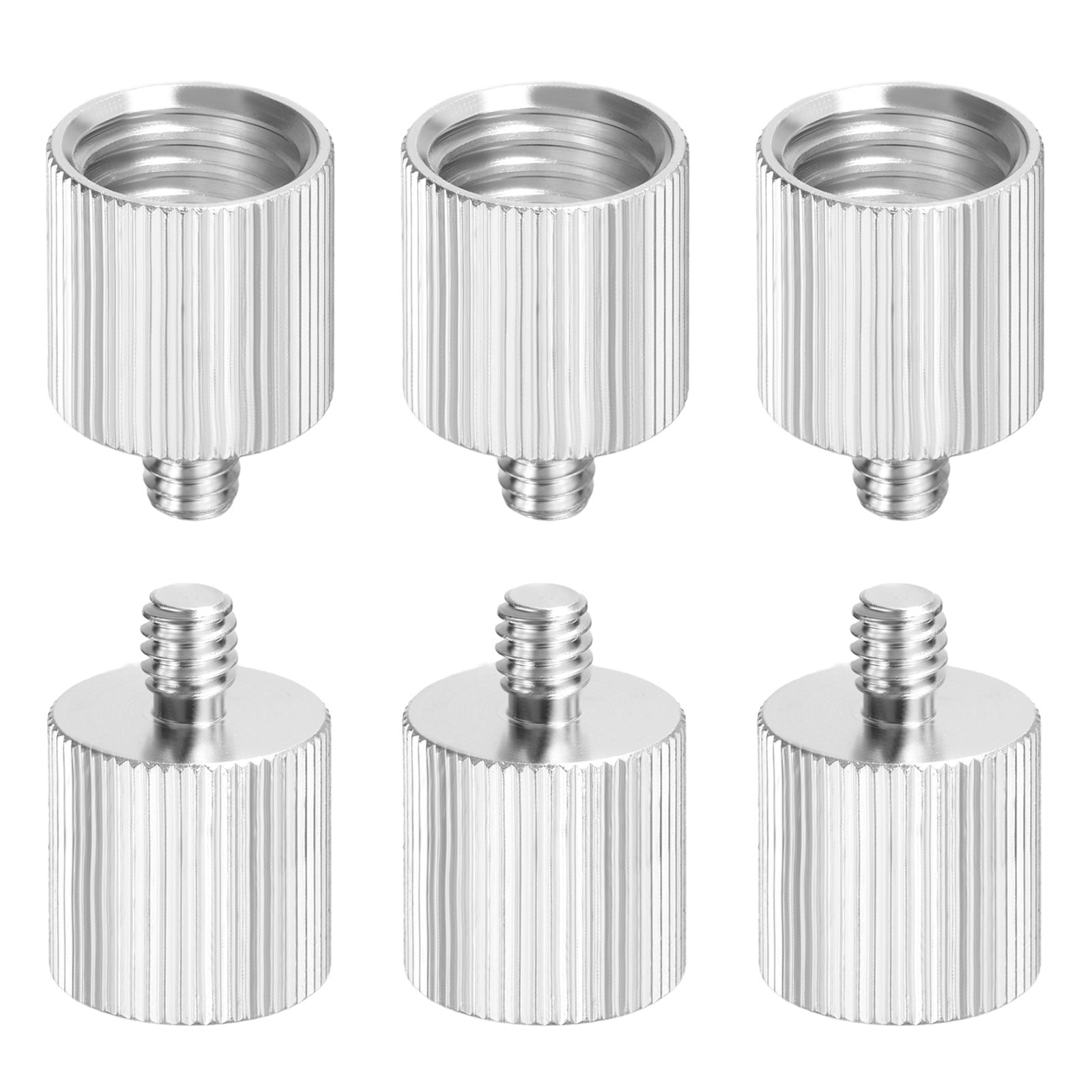 Uxcell 6 Pcs 1/4"-20 Male to 5/8"-11 Female Convert Screw Adapters - Aluminum Alloy Tripod Thread Adapter Mount, Stable Tripod for Camera Monopod/Video DSLR/SLR Silver