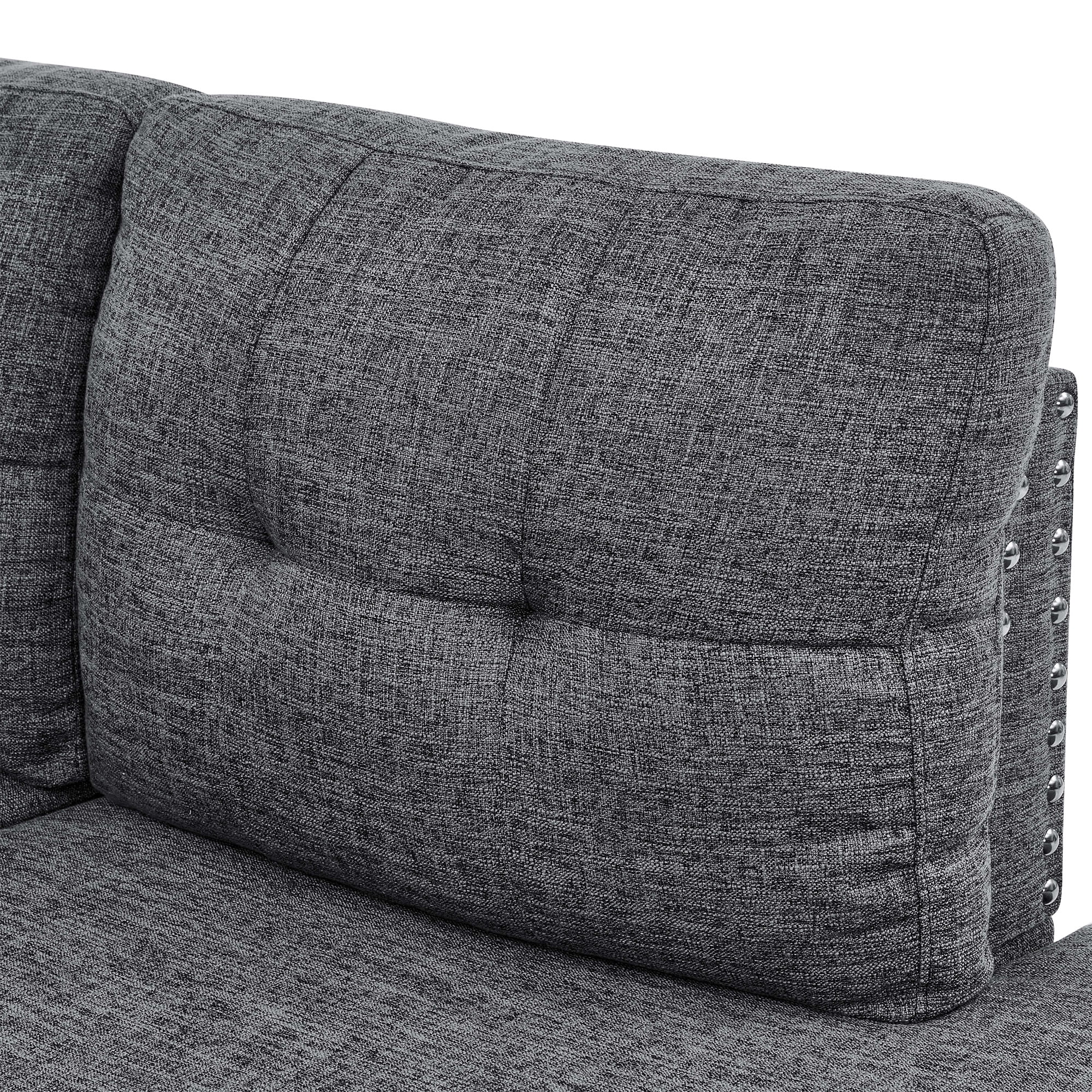 Aukfa 3 Piece Sectional Sofa Couch with Cupholder USB & Storage Ottoman for Living Room, Linen, Right Chaise, Gray