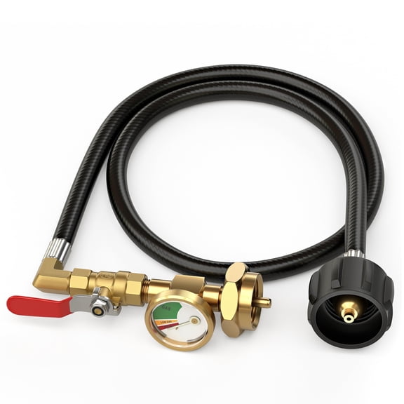 Propane Tank Gauge for 1 lb, EEEkit Propane Refill Adapter with 3ft Hose, Guage and ON-Off Control Valve
