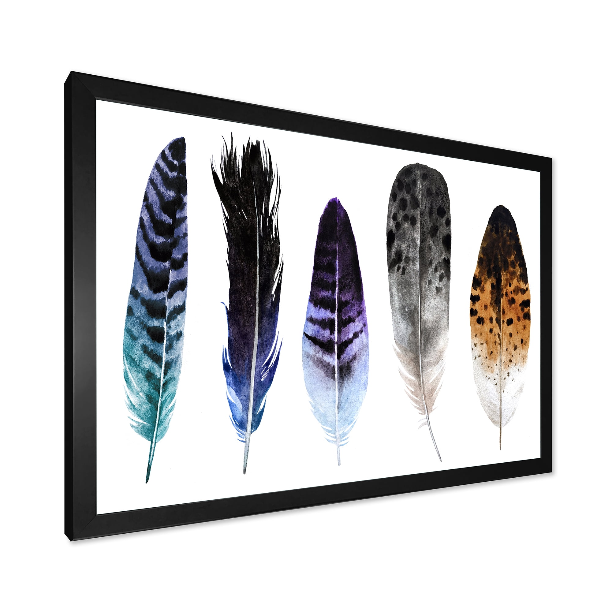 Designart 'Colourful Boho Art Feathers II' Bohemian & Eclectic Framed Art Print