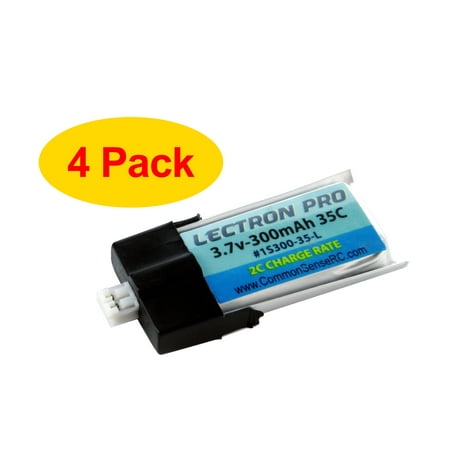 4-Pack of Lectron Pro 3.7V 300mAh 35C Lipo Battery with MCPX Connector for Blade Nano QX 3D and mCP
