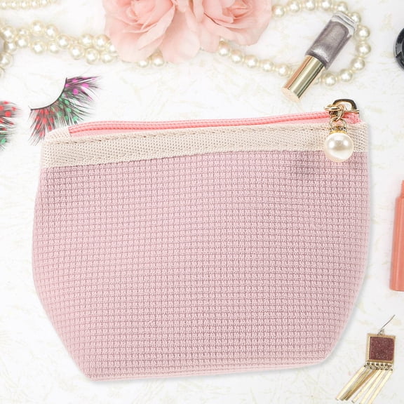 NICERIO Portable Makeup Bag for Travel Pink Corduroy Lipstick Organizer with Dustproof Waterproof Feature