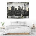 thumbnail image 3 of ONETECH  Modern Tapestry, Brooklyn Bridge Sunset Manhattan American New York City Famous Town Image, Wide Wall Hanging for Bedroom Living Room Dorm, Black White, 3 of 7