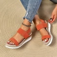 thumbnail image 3 of Summer Espadrilles for Women Slip on Strappy Wedge Sandals Casual Open Toe Beach Shoes Lightweight Wedges Heels Orange Size 9.5, 3 of 7