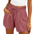thumbnail image 2 of Wide Leg Shorts for Women Summer Casual Lightweight Elastic High Waist Loose Fit Beach Shorts with Pockets, 2 of 6