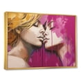 thumbnail image 2 of Designart "Kiss of Pink and Yellow Women II" Fashion Framed Wall Art - Glam Pink Woman Romantic Hallway Framed Wall Art Decor, 2 of 6