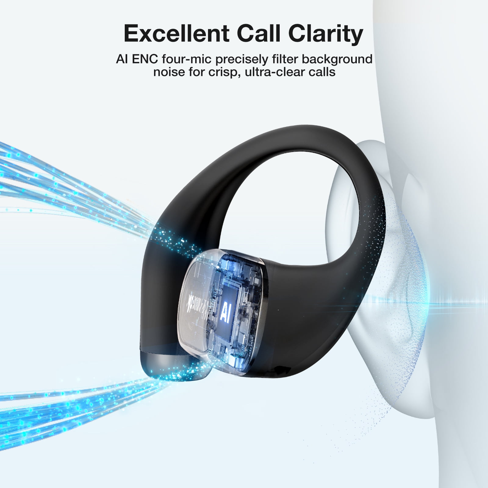 BlitzMax Open Ear Wireless Earbuds for iPhone & Android, Support APP, bluetooth V5.4 Wireless Earbuds, IPX5 Waterproof Sport Earphone