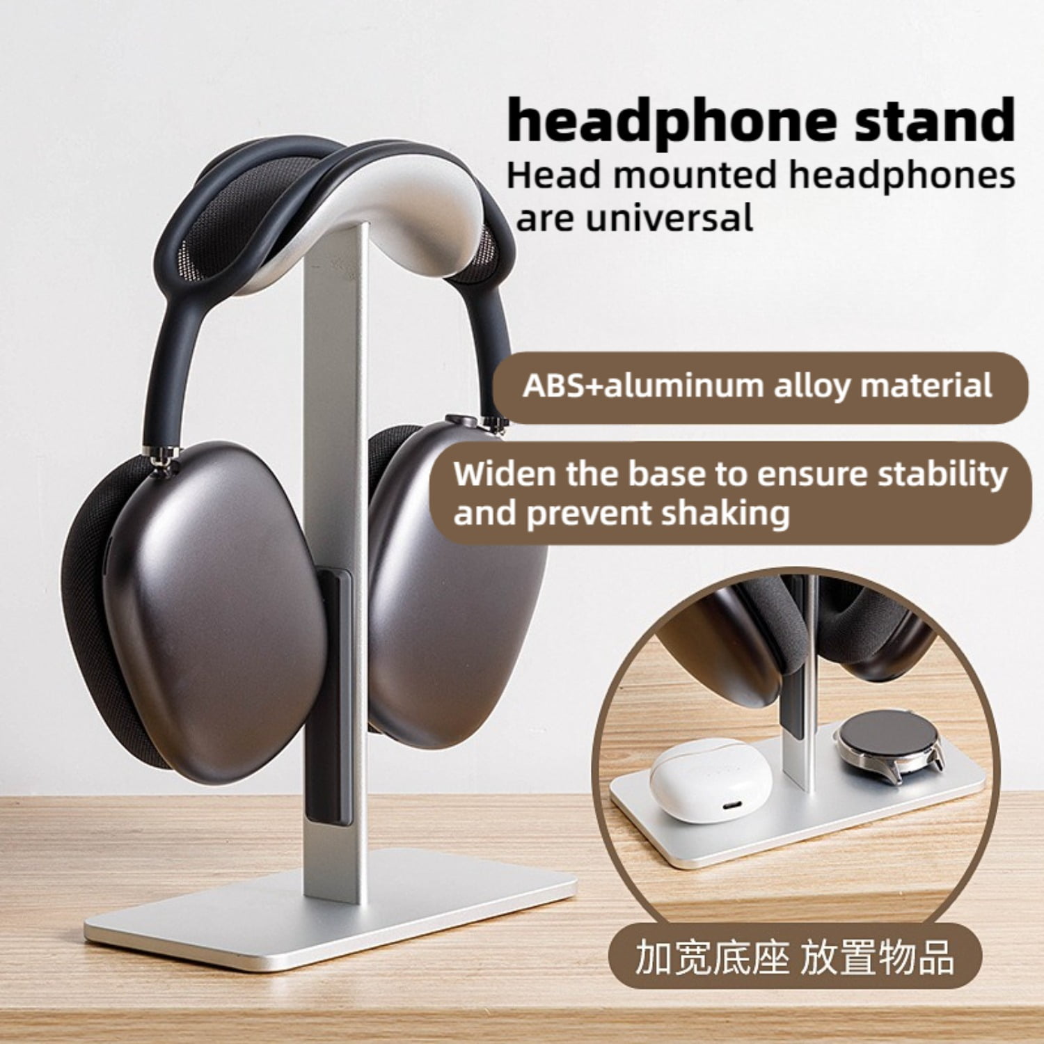 AirPods Max Stand, Aluminum Headphone Holder with Sleep Function Desktop Display Organizer