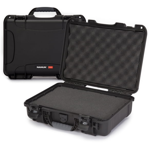 NANUK 910 Hard Case with Customizable Cubed Foam, IP67 Waterproof, Dustproof and Impact Resistant, 14.3” x 11.1” x 4.7”, Rugged Con