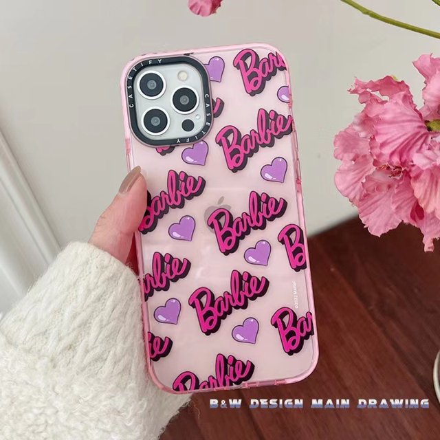 Translúcido Rosa Lindo Barbie Carta Ilustración CASETiFY Funda De Teléfono Compatible Para iPhone 14 13 12 11 Pro MAX X XS XR 6 7 8 Plus A Prueba De Golpes Cubierta Suave Protectora Completa
