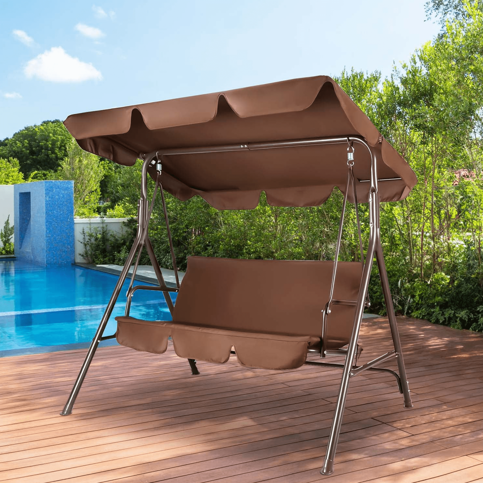 swing 　　no3 GVDV 3-Seat Porch Swing with Adjustable Canopy, Steel Frame