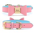 thumbnail image 1 of Personalized Dog Name Collar Soft PU Leather Puppy Cat Bowknot Necklace Anti-lost ID Collars for Small Medium Large Dogs Cats qym unisex, 1 of 2