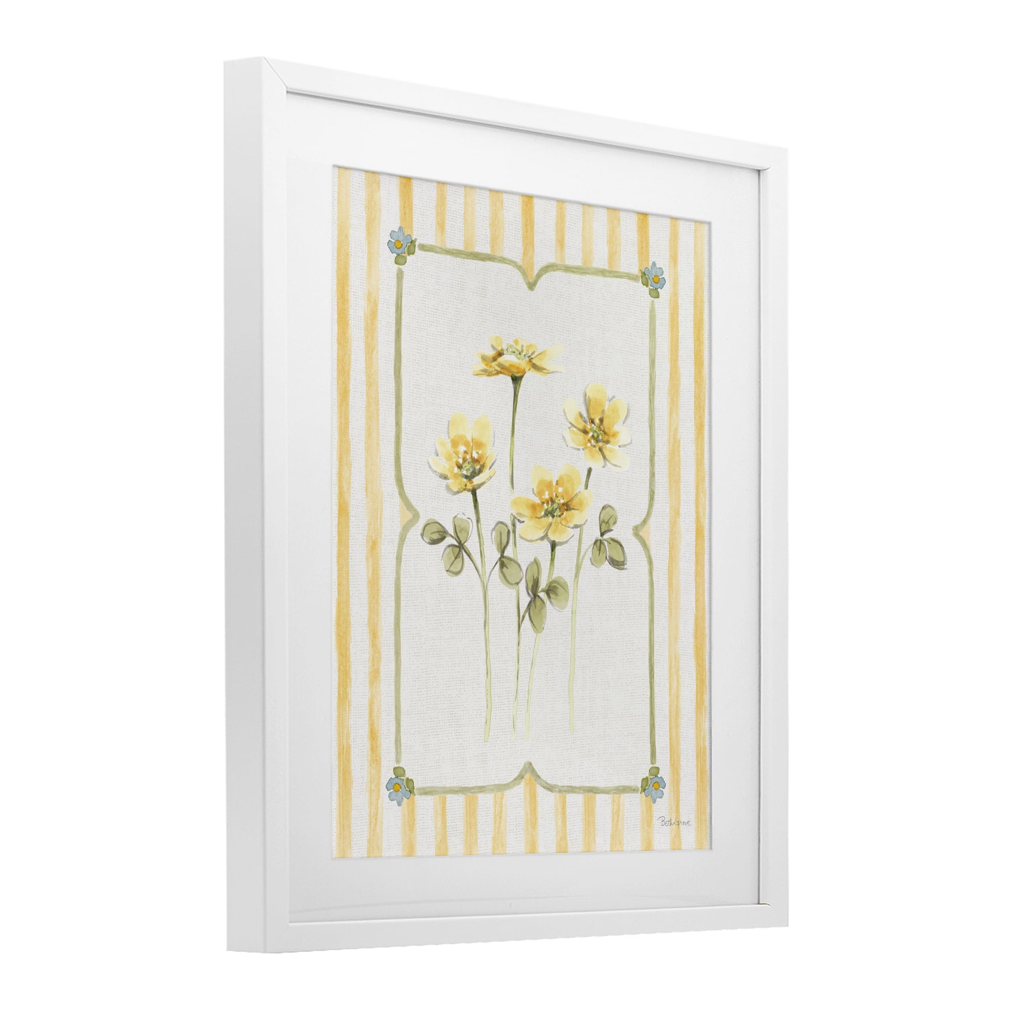 Stupell Industries Sweet Honey Florals White Framed Print Under Glass, design by Beth Grove