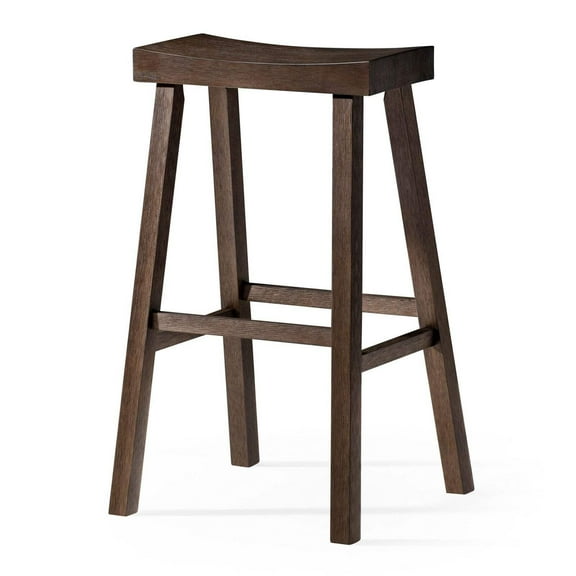 Maven Lane Vincent Wooden Rustic Aesthetic Kitchen Bar Stool, Antiqued Brown Finish