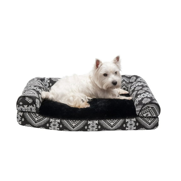 FurHaven Pet Products | Southwest Kilim Pillow Sofa Dog Bed - Black Medallion, Medium