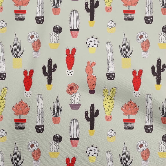 oneOone Polyester Spandex Dusty Gray Fabric Cactus Craft Projects Decor Fabric Printed By The Yard 56 Inch Wide-CM