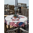thumbnail image 2 of Outdoor Tablecloth with Umbrella Hole for Patio/Picnic/Party/Camping, 250 Year American Anniversary Flag Waterproof Table Cloth Round Cover Washable, Grey Striped Gnomes Fireworks (Dia 54"), 2 of 9