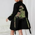 thumbnail image 2 of Venus Fly Trap Tshirt Carnivorous Plant Night Robe Long Sleeve V Neck Robe With Belt Women's Sleepwear Dresses, 2 of 9