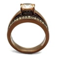 thumbnail image 3 of Luxe Jewelry Designs Set of 2 Women's Stainless Steel Wedding Ring with Champagne Cubic Zirconia -, 3 of 4
