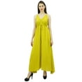 thumbnail image 3 of Bimba Women's Long Maxi Cotton Beach Dress Drawstring Waist Strappy Resort Dresses, 3 of 9