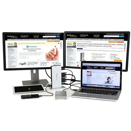 StarTech.com - DVI Dual-Monitor USB 3.0 Docking Station - Black / Silver