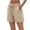 Beige, variant on Womens Casual Cargo Shorts, Comfy Utility Shorts with Patch Pockets, Solid Color High Waist Cuffed Summer Shorts, S-3XL