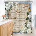 thumbnail image 6 of Bible Verse Floral Shower Curtain Christian Scriptures White Flower Inspirational Quote Rustic Plant Artwork Cloth Fabric Waterproof Polyester Bathroom Decor Set with Hooks-72"W x 72"L (Pack of 1), 6 of 7