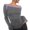 Grey, variant on Tiqkatyck Women Summer Tops, Women's Solid Color Contrast Collar Long Sleeve Off Shoulder top, Summer Tops for Women, Shirts for Women Black L