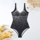 thumbnail image 3 of Traje de baño de una pieza para mujer, conjunto de bikini para mujer, traje de baño de poliéster con tirantes estampados y escote en V de cintura alta., 3 of 4