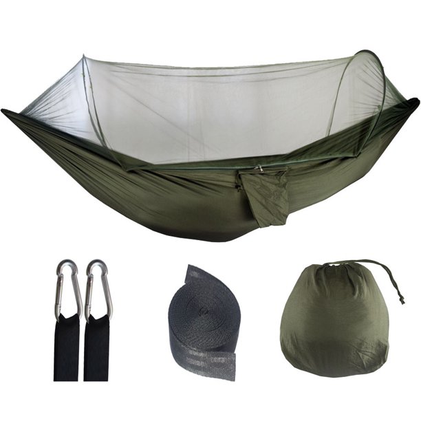 Hamaca Hammock Camping Con Mosquitera Correas para Árboles Caminatas Al Aire Libre Acampar Mochilero