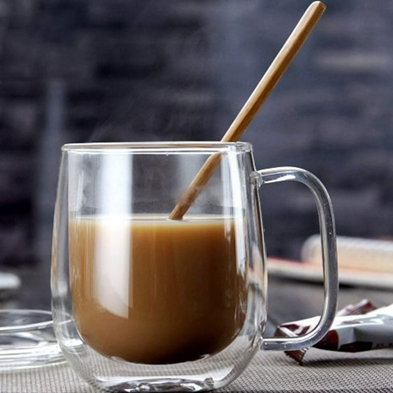 350ml Stripe Double Wall Glass Heat Resistant Glasses Water Cup Breakfast  Oatmeal Milk Coffee Cup Hisky Espresso Mug