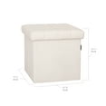 thumbnail image 5 of Seville Classics Cushioned Fabric Ottoman Hidden Storage Chest Footrest Chair for Bedroom, Dorm, Loft, Living Room, Entryway, Hallway, White Boucle, 15.7" Cube, 5 of 7