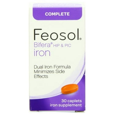 3 Pack Feosol Complete Bifera HIP & PIC Iron Supplement 30 Caplets Each