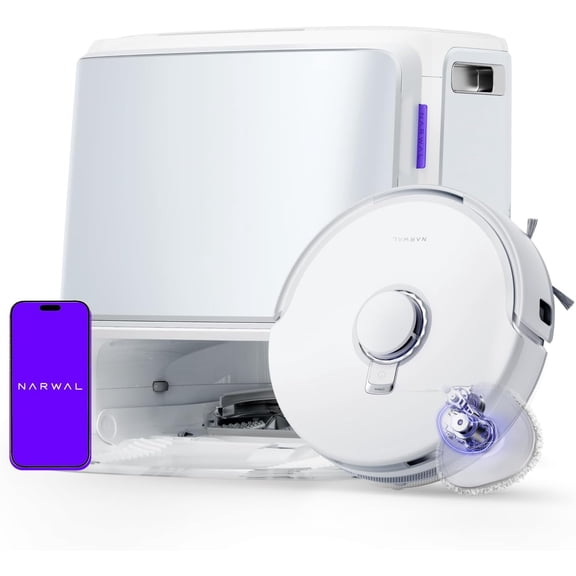 Restored NARWAL Freo Z10 Robot Vacuum and Mop Combo, Tangle Free Robot Mop, 15,000Pa Suction, Adapts to Hard-to-Reach Areas, Self-Emptying, Mop Washing & Drying, Obstacle Avoidance, for Hard Floor (Refurbished)