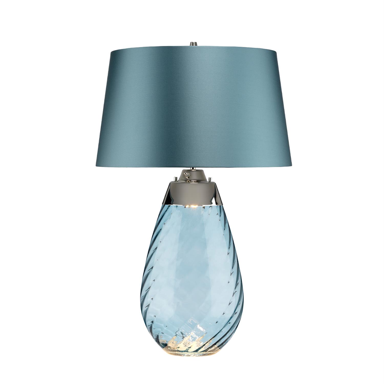 Lucas Mckearn Large Lena Iron And Glass Table Lamp With Blue Finish  TLG3025L