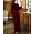 thumbnail image 2 of Defitshape Women's 2 Piece Velvet Pajamas Warm V Neck Long Sleeve Shirt Pants Pjs Luxury Comfy Button Up V Neck Sleepwear Burgundy Medium, 2 of 4