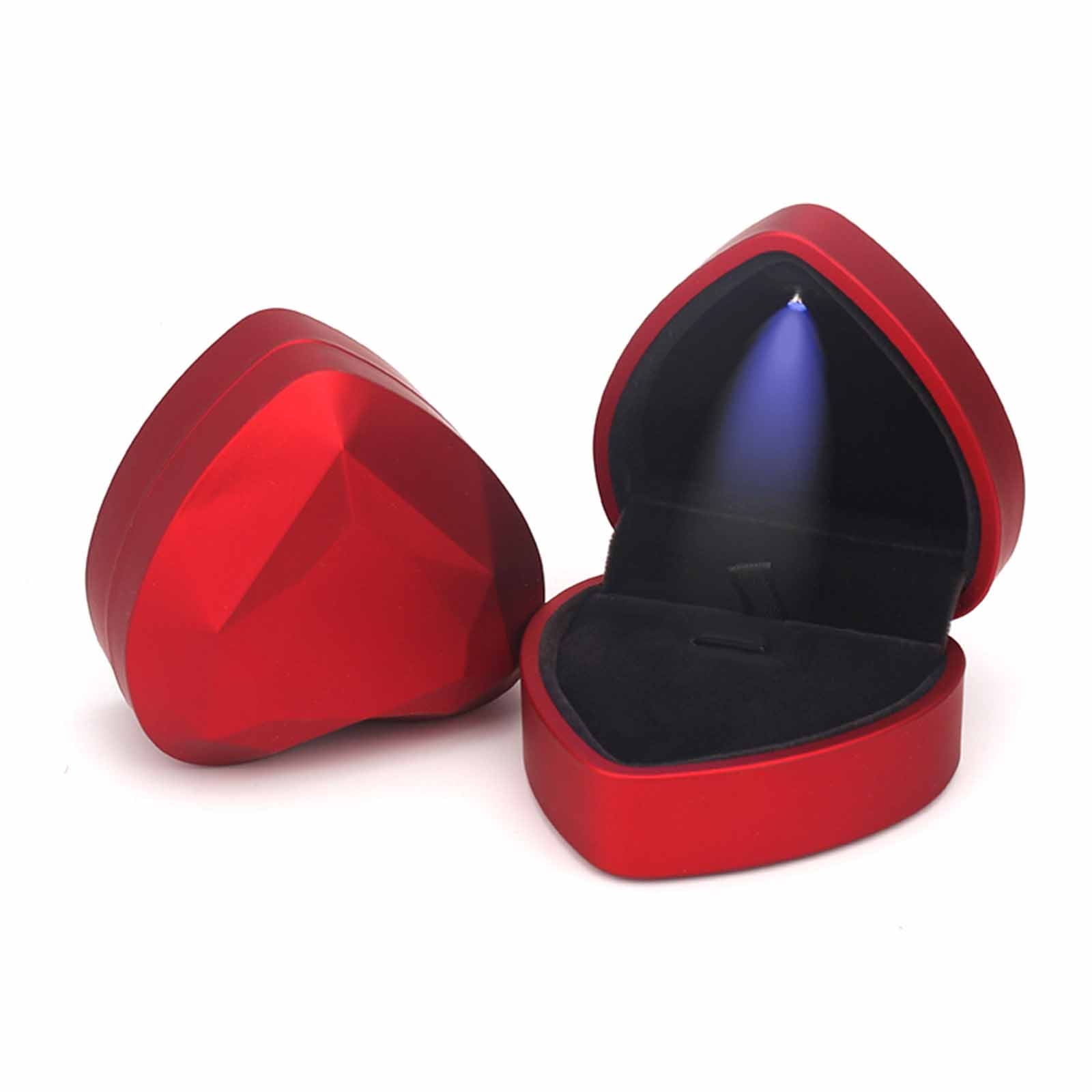 Heart Shape LED Ring Box Jewelry Wedding Engagement Proposal Light Storage Case
