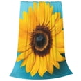 thumbnail image 2 of Honeii Golden Sunflower in Blue Print Fleece Blanket - Throw Blanket for Bed, Sofa, Couch, Camping, and Travel , Microplush Ultra Soft Warm Blanket-40"x30", 2 of 7